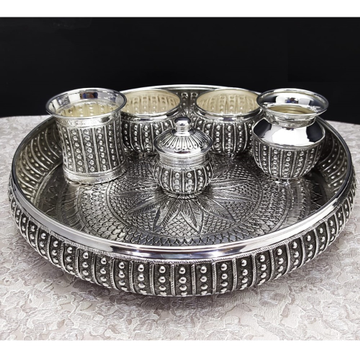 925 Pure Silver Antique Pooja Thali Set by 