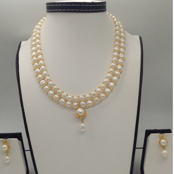 White cz pendent set with 2 line button pearls mala jps0246