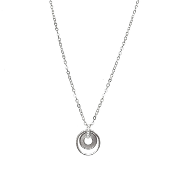 Round Pendant With Chain In 925 Sterling Silver MG...