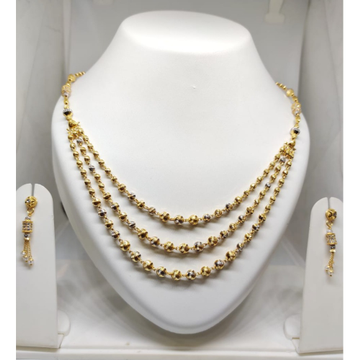 22KT Gold Designer Beads Mala With Earrings JJ-M02 by 