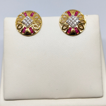 18Kt gold round shape colorful earring dj-e001 by 