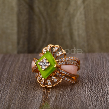 750 Rose Gold Hallmark Stylish Ladies Ring RLR898