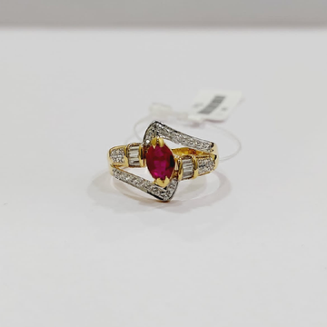 916 yellow gold pink color stone cross ladies ring by 