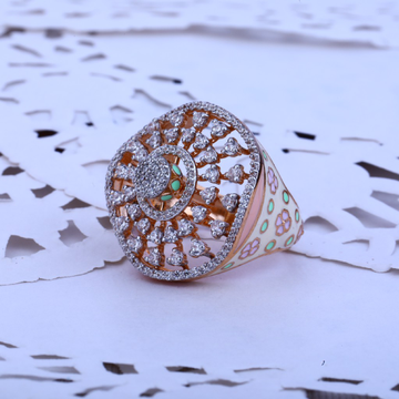 Ladies Designer Rose Gold Cz Ring-RLR98