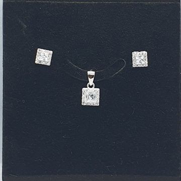 Silver 92.5 White Diamond Ladies Pendant Set by 