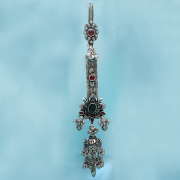 Karizma Jewels Traditional Real Silver Indian Oxidized Juda Women Waist Key Chain Holder 6.5 in