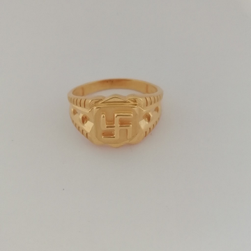 916 gold casting swastik design Gents ring by 