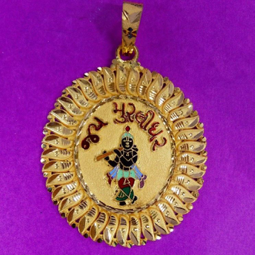 Gold Krishna Mina Pendant by Saurabh Aricutting