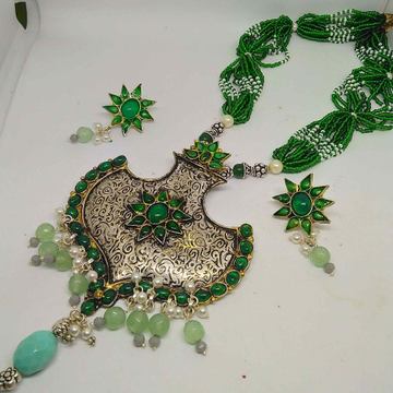 925 silver motisear & antique pendant with earring... by 