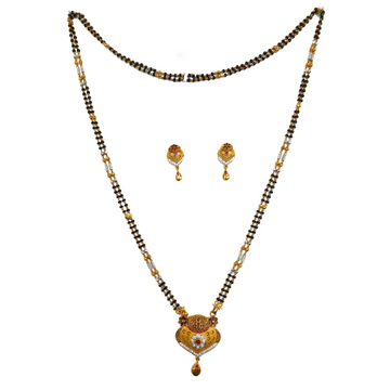 One gram gold forming two line mangalsutra mga - m...