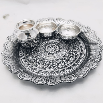 925 Pure Silver Antique Pooja Thali set PO-263-17 by 