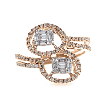 18kt / 750 rose gold twin solitaire diamond ladies...