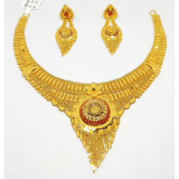 Designer gold necklace set by Rajasthan Jewellers Private Limited