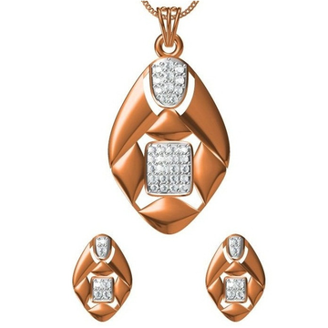 18kt cz rose gold pendant set