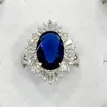 Blue Stone Trendy Silver Ring  by 