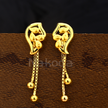 916 Gold Ladies Classic Plain Earring LPE310