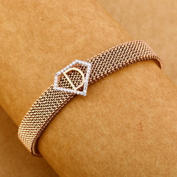 750 Rose Gold Men's Leather Bracelet MLB279