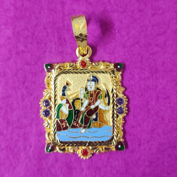 916 Gold Vahanvati Ma Mina Pendant by Saurabh Aricutting