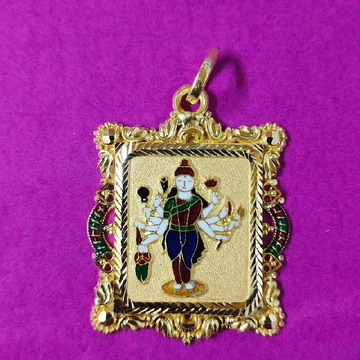 916 Gold Sadhi Ma Minakari Gents Pendant by Saurabh Aricutting