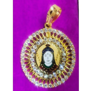 916 Gold Chehar Ma Diomond Mina Pendant by Saurabh Aricutting