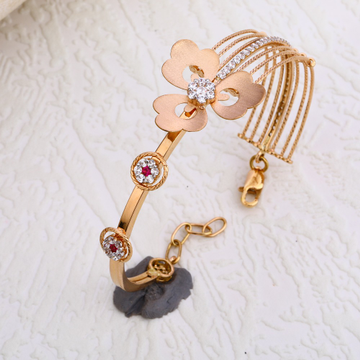 750 CZ Rose Gold Designer Women's Kada  Bracelet R...