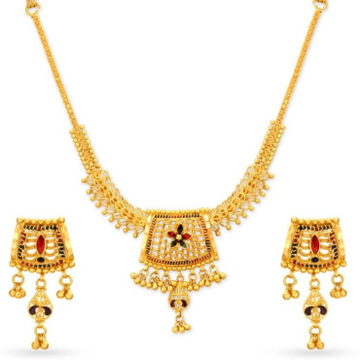 916 gold kalkatti necklace set by 