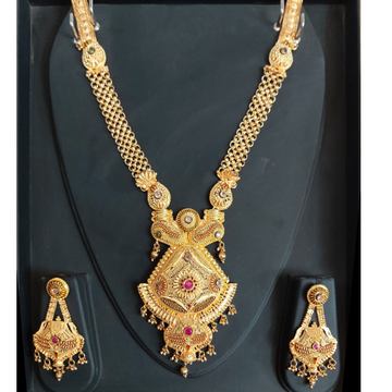 916 Gold Classic Long Necklace Set PJ-8974 by Parshwa Jewellers