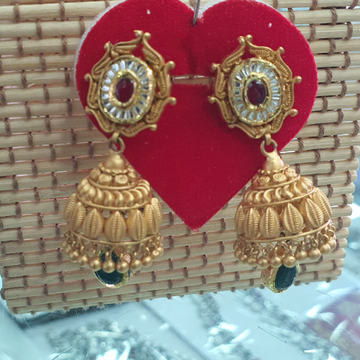 22k Gold Antique Jhumka Earrings by 