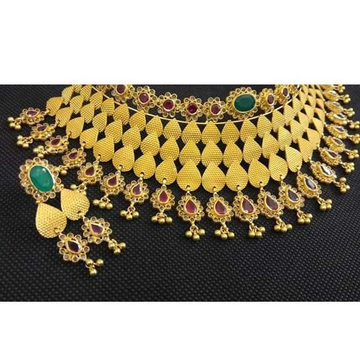22kt Gold Antique Jadtar Necklace Set by Vipul R Soni