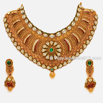 Fancy 916 Gold Designer Choker Necklace Set by 
