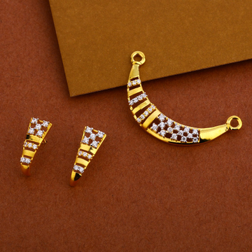 916 Cz Mangalsutra Hallmark Delicate Pendant Set M...