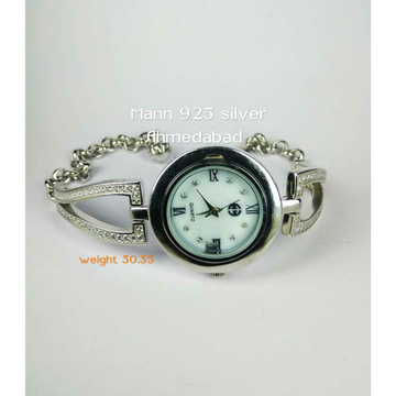 Fancy 925 Silver CZ Stone Ladies Watch