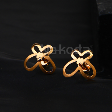 750 Rose Gold Classic Ladies Cz  Earring RE252