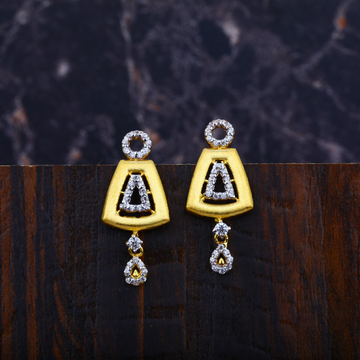 Ladies 916 Gold Cz Earrings-LFE90