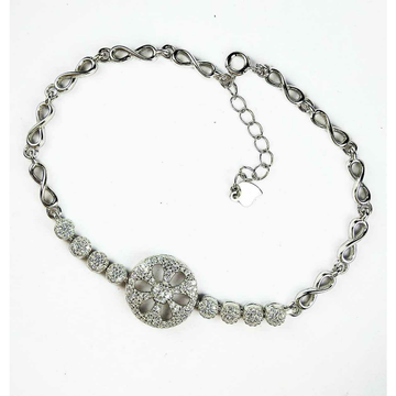 Fancy 925 Silver Ladies Bracelet With Flower