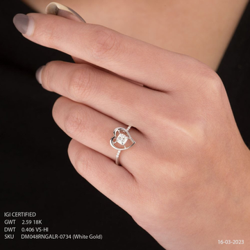 18k White Gold Heart SHape Diamond Ring