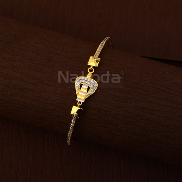 750 Gold CZ Hallmark Ladies Classic Kada Bracelet...