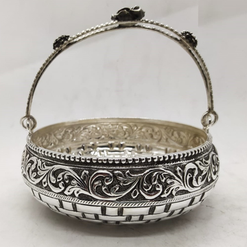 pure silver flower basket with stylish handle by p... by 