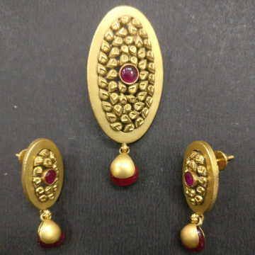 916 Gold Fancy Oval Shape Pendant Set BJ-PS003 by 