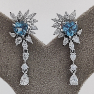 14K Gold Blue Stone Elegant Earring by Shri Datta Jewel