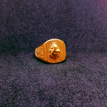 916 gold gajanad icon ring by Ghunghru Jewellers