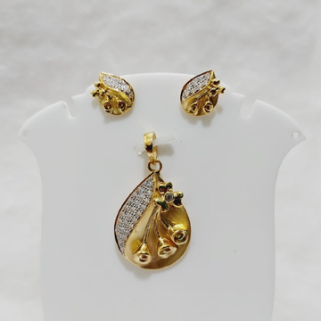 916 gold flower design pendant set by 