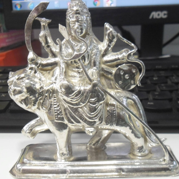 Silver  hindu  goddess  maa  Ambika  murti  For Ho... by 