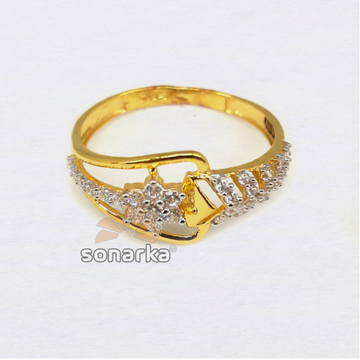 22KT CZ White Stone Gold Ladies Ring by 