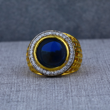 Manufacturer of Mens exclusive 916 blue stone solitaire fancy gold
