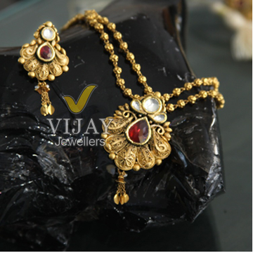 22KT Gold Wedding Traditional Necklace Set by 