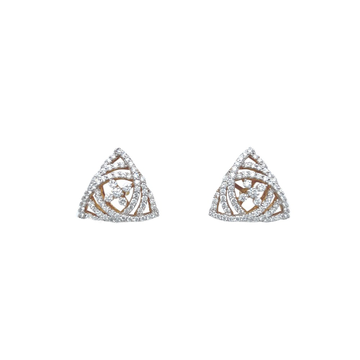 Geometric Diamond And Gold Stud Earrings