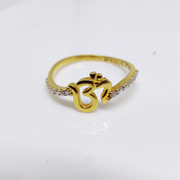 22K Gold Om Diamond Ladies Ring by 