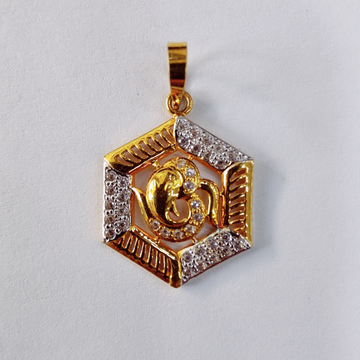 18k gold om and ganpati with dimond collection pen... by 