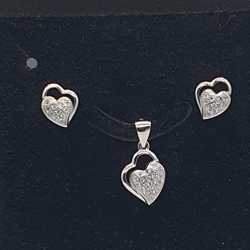 Silver 92.5 Heart Shape Pendant Set by 
